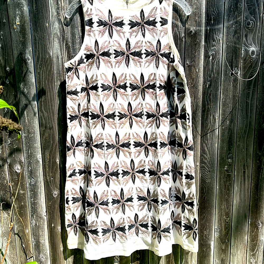 Zara Vintage Metallic Embroidered Dress Size L